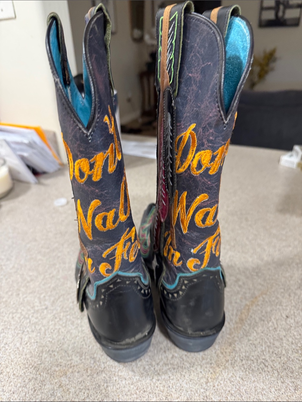 Ariat Gypsy Soul Black Embroidered Western Boot with Colorful Feather Accents - Picture 3 of 5